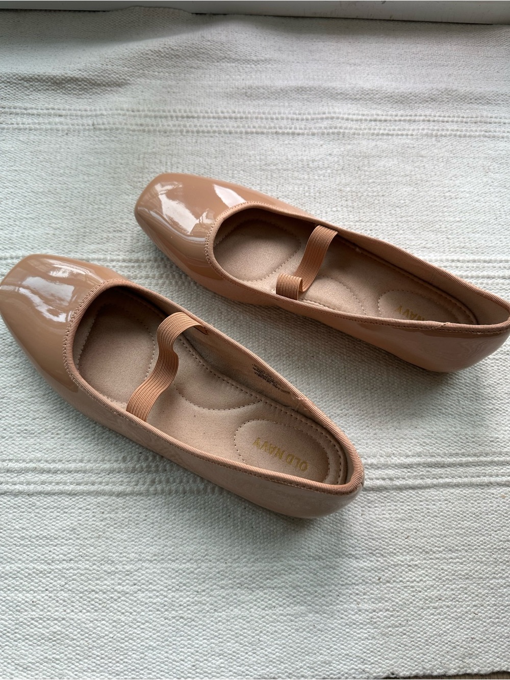 Old Navy Patent Nude Ballet Flats with Elastic Strap